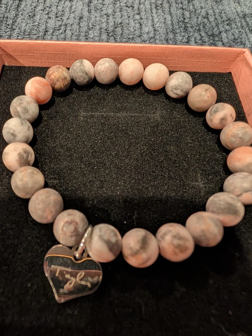 Taylor Swift Happy Birth-Tay Pink and Cream Stone Bead Bracelet with Heart Charm